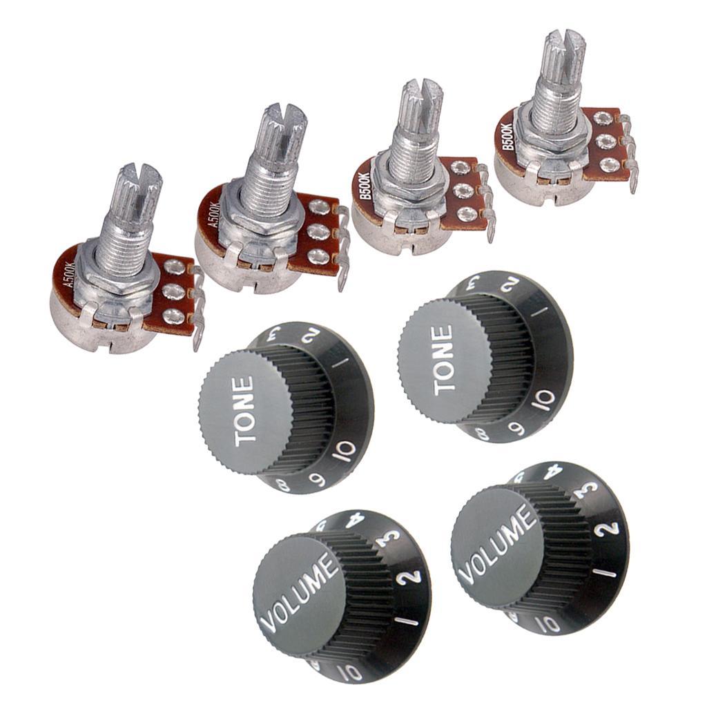 Guitar 500K 18MM Split Shaft Potentiometer Volume   Control Knob
