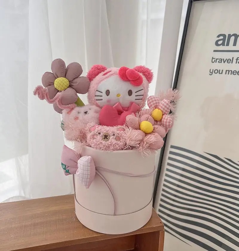 Chậu hoa gấu bông siêu cute để bàn - Bán kính 15cm - Quà tặng thú nhồi bông chậu gấu bông đáng yêu - Gấu bông êm mịn cho bé