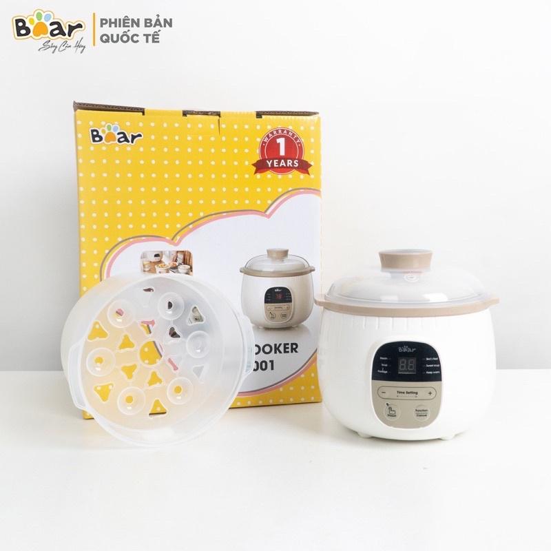 Nồi nấu cháo chậm Bear 0,8L cho bé ăn dặm - Ninh hầm hấp cách thuỷ chưng yến đa năng SUBE001 - Hàng chính hãng