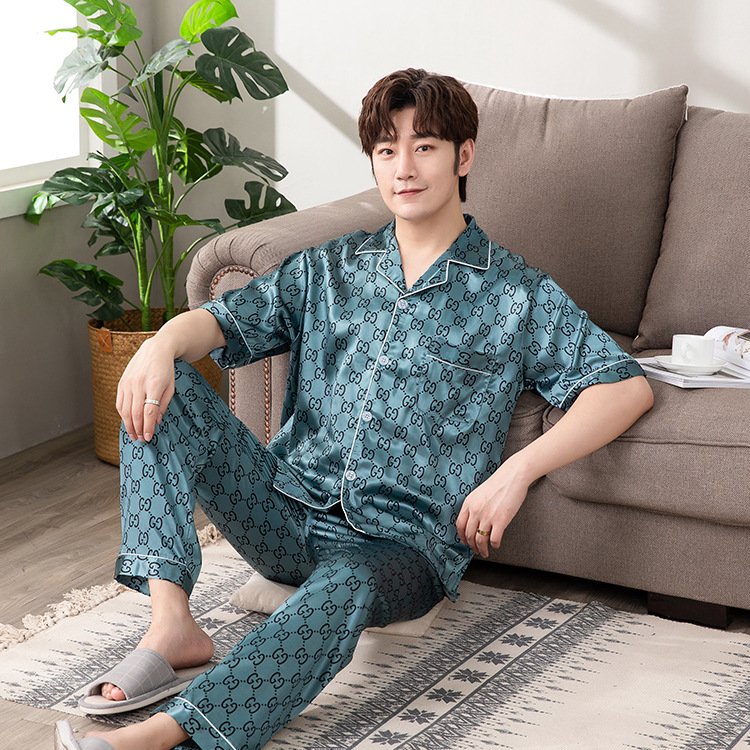 Đồ bộ Pyjama Nữ chất liệu phi bóng rũ mềm mại,nền hoa văn đơn giản, tao nhã 88229