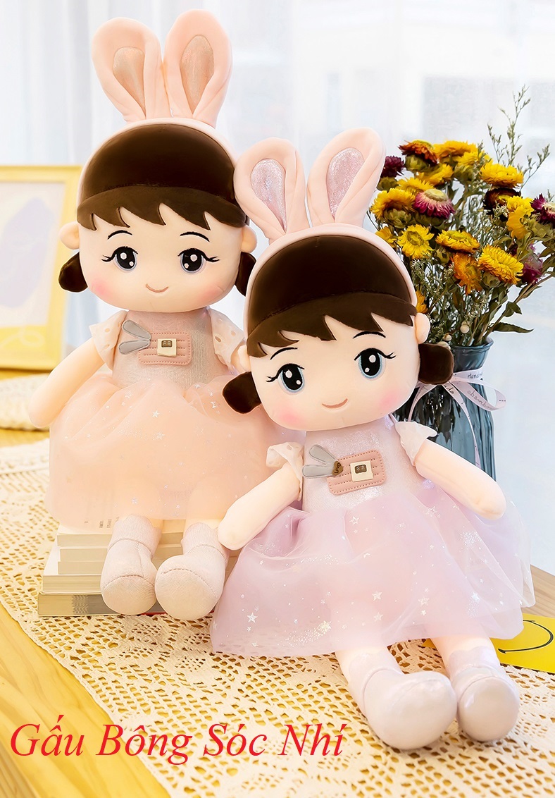 Gấu Bông Búp Bê Tai Thỏ Hàng Cao Cấp Quà Tặng Dễ Thương Cho Bé