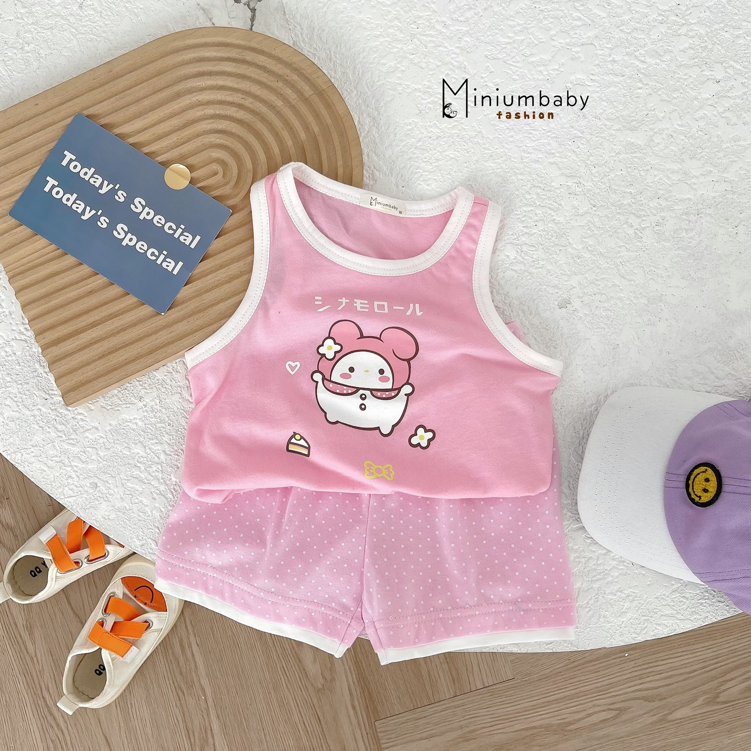 Bộ ba lỗ bé gái điệu đà 1-6 tuổi chữ Myfavou vải cotton xước cao cấp nhẹ thoáng mát kiểu dáng thời trang