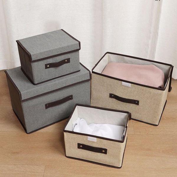 Set 2 Hộp Đựng Đồ, Quần Áo, Đồ Chơi Đa Năng Bằng Vải Oxford Cứng Cáp Có Nắp Đậy