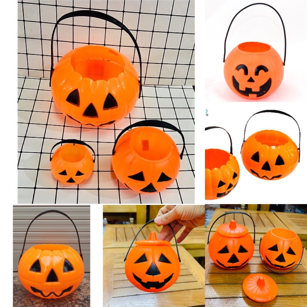 Giỏ bí ngô haloween 1-4 giỏ/ giỏ xách bí Ngô đựng kẹo chơi hoá trang halloween