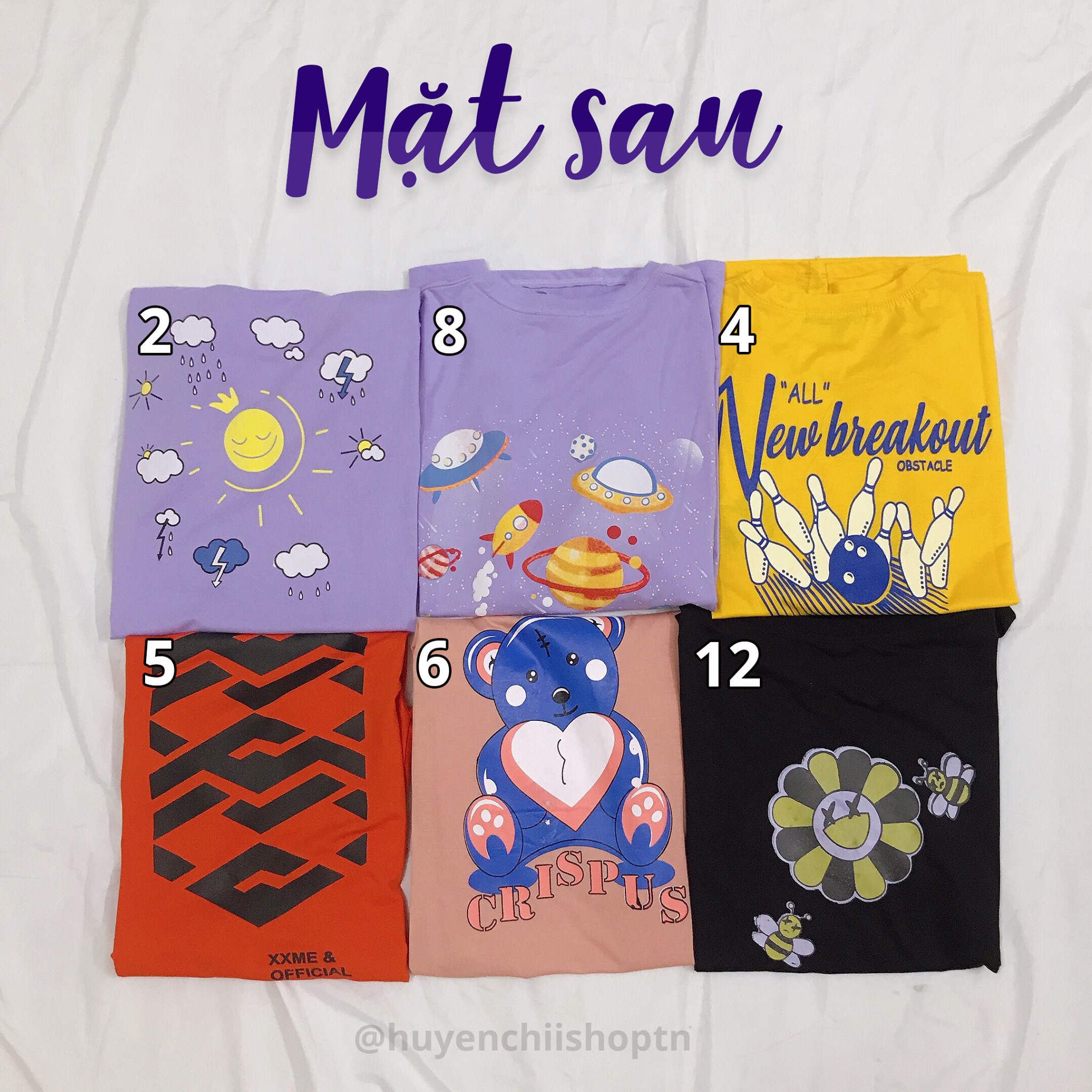 Combo 3 áo phông unisex tay lỡ form rộng in hình mẫu NGẪU NHIÊN Huyền Chii shop