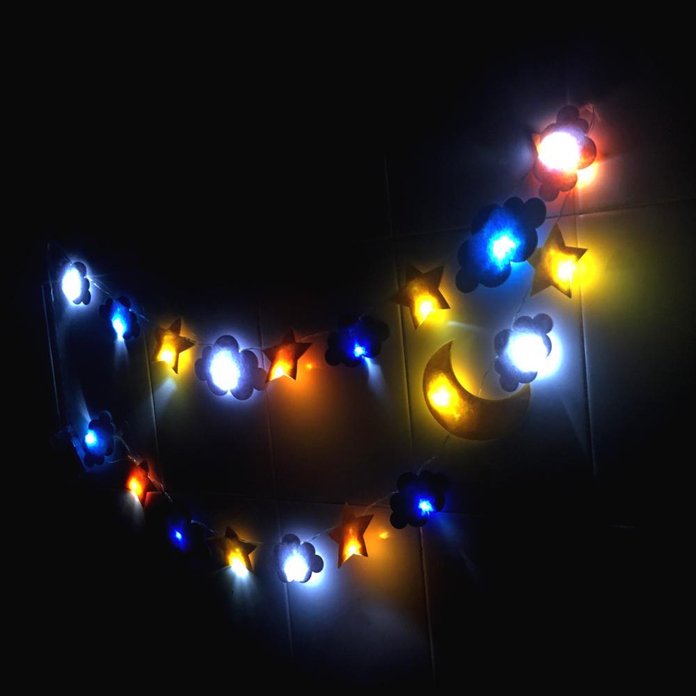 6.6ft Clouds Moons Stars Fairy Lights For Xmas Holiday Wedding - 20 LED, Blue