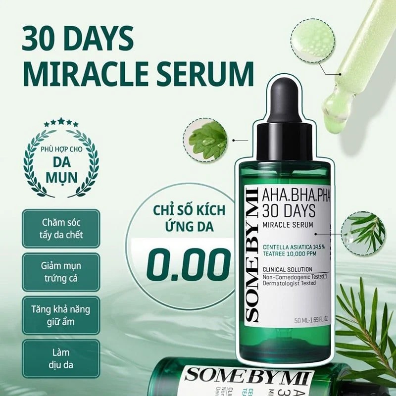 Combo 2 sản phẩm Nước hoa hồng Some By Mi AHA-BHA-PHA 30 Days Miracle Toner 150ml và Tinh chất ngừa mụn Some By Mi AHA-BHA-PHA 30 Days Miracle Serum 50ml