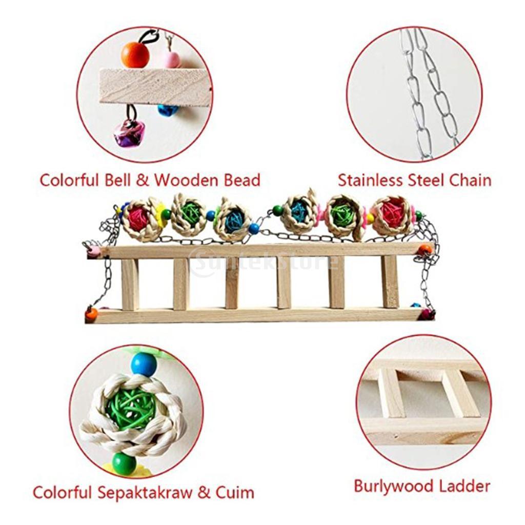 Chicken Swing Ladder Wooden Perch Handmade Bird Toy for Macaw Trainning
