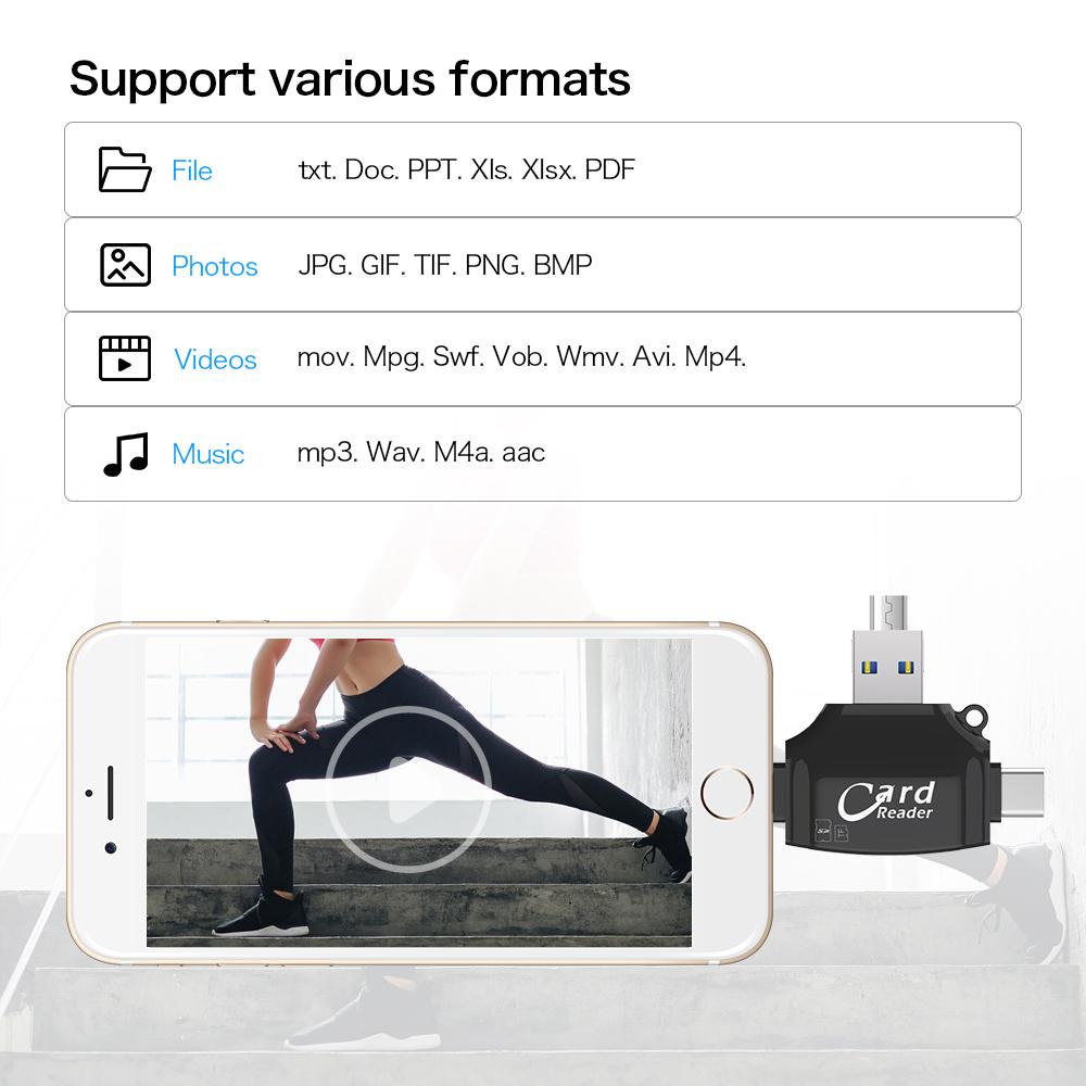 Bộ chuyển đổi đầu đọc thẻ SD / TF Thay thế cho iPhone / Android / PC