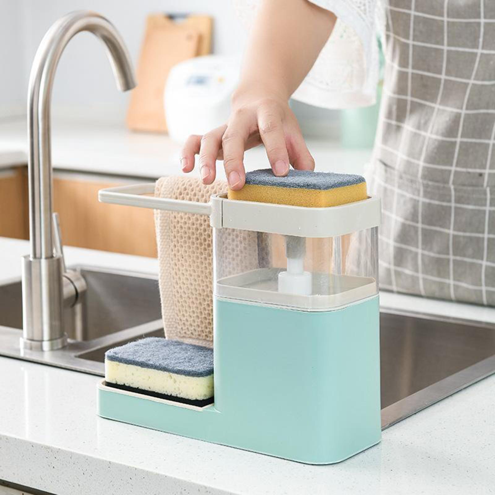 Soap Dispenser Rack Sponge Holder Dish Cloth Hanger for