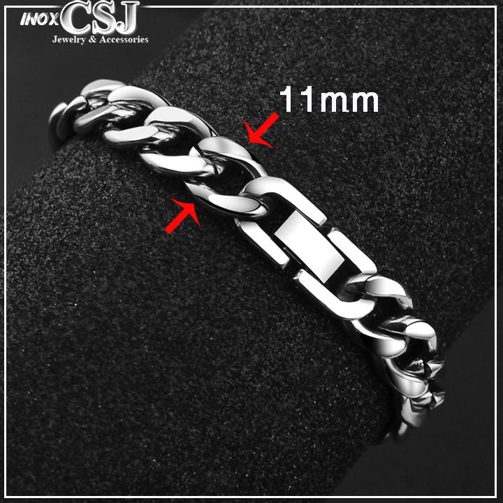 LẮC TAY KIỂU LẶC 11LY INOX KHÓA BỘ THỜI TRANG NAM ĐẸP - phong cách hàn quốc