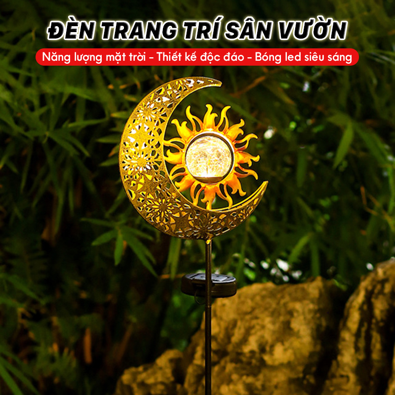 Đèn trang trí năng lượng mặt trời hình mặt trăng, mặt trời, tiết kiệm điện, bóng siêu sáng, chống thấm nước - DA3171