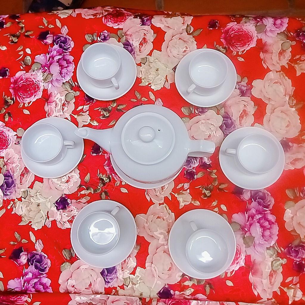Bộ ấm chén uống trà dáng vuông cỡ S2 có đĩa