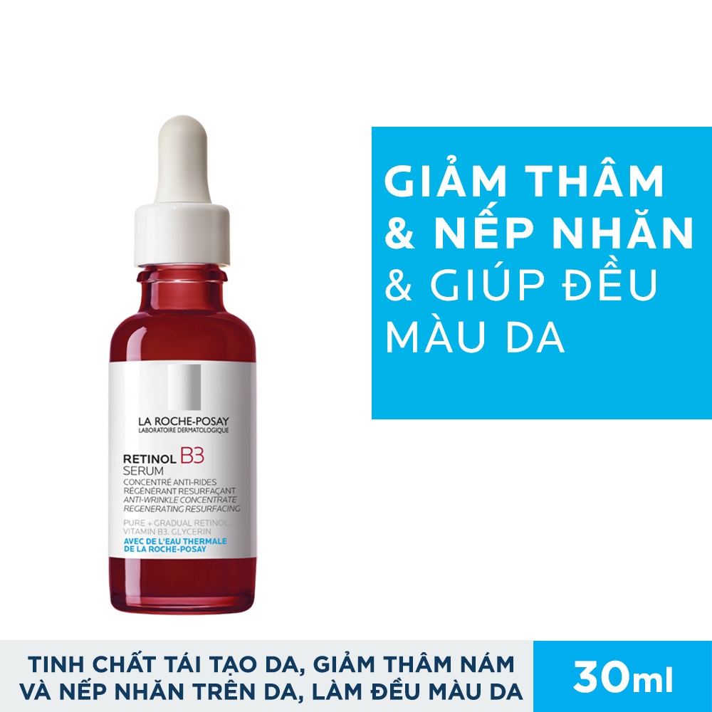 Tinh chất giúp tái tạo da, giảm thâm nám và nếp nhăn trên da, làm đều màu da La Roche Posay Retinol B3 Serum (30ml) + Tặng Móc Khóa