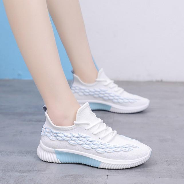 Giày Thể Thao Nữ , Giày Sneaker Nữ ZM16 Thiết Kế Độc Đáo Màu Đen Trắng Dệt Kim Cao Cấp Êm Chân Thoáng Khí