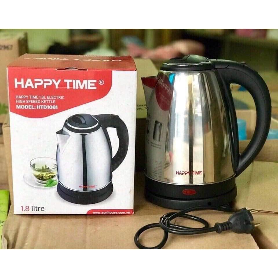 ☋▥Ấm nước siêu tốc Happy time 1,8l Bình đun inox cách nhiệt HTD1081