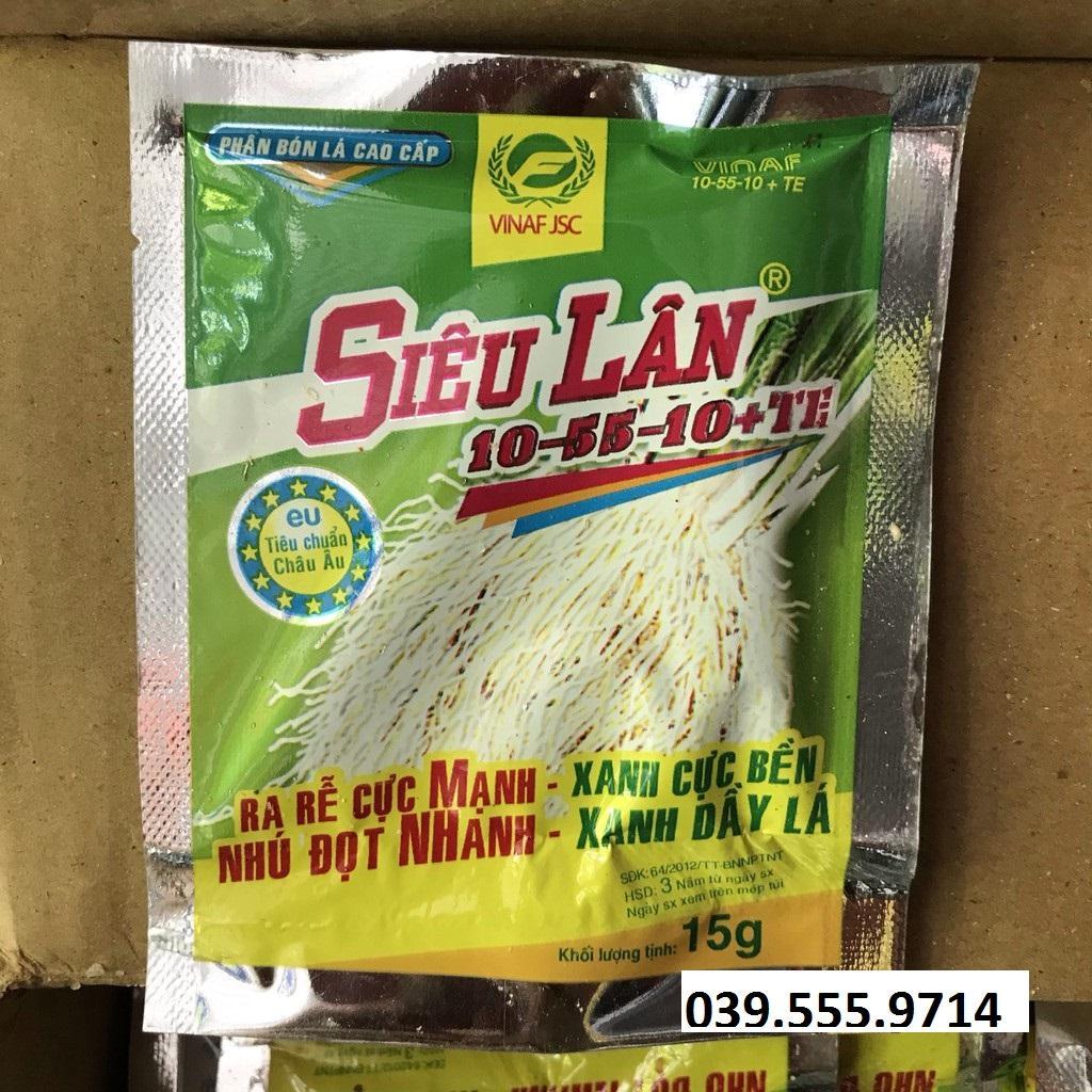 COMBO 50 GÓI SIÊU LÂN XANH 10-55-10+TE GÓI 15G - CHỐNG RỤNG HOA VÀ TRÁI NON