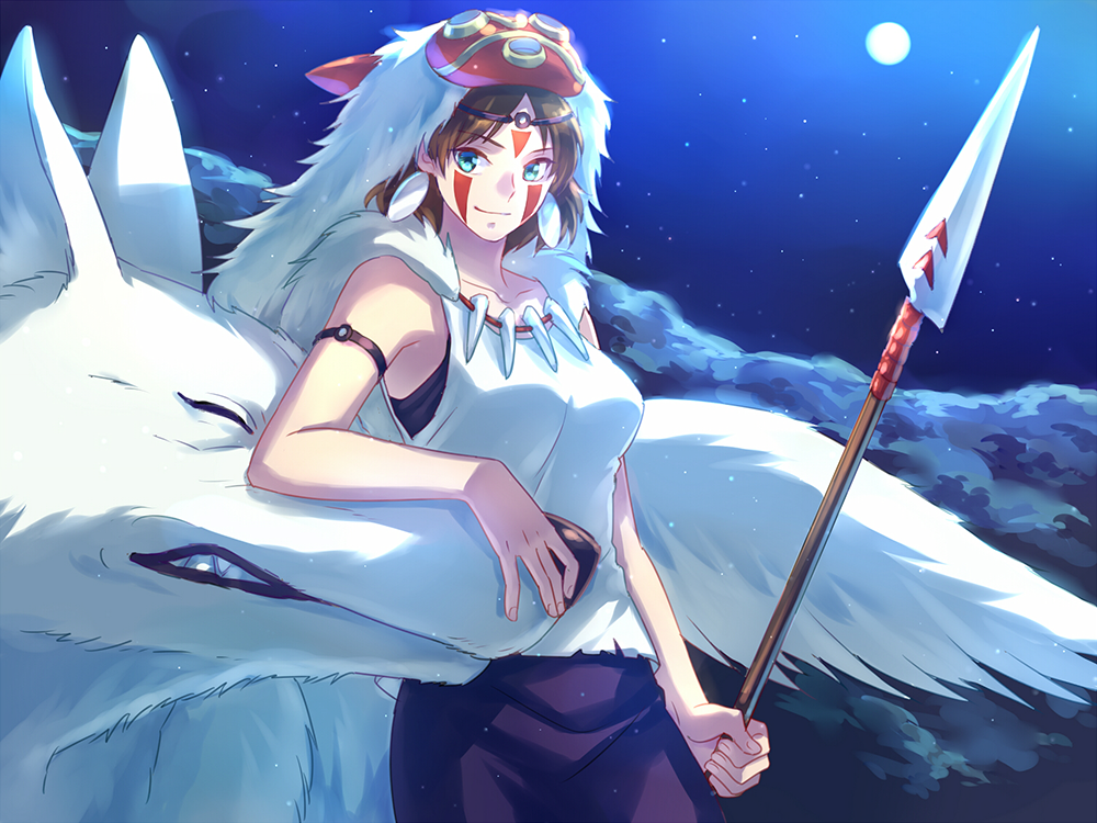 Poster A4 dán tường Anime, decal 21x30 trang trí có keo Princess Mononoke Wallpapers (1).png