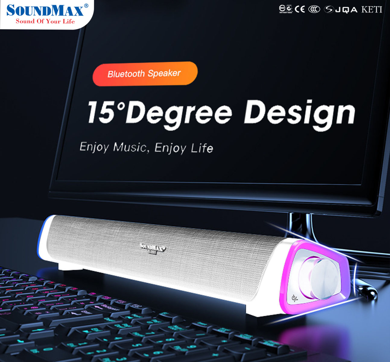 [Hàng Chính Hãng] Loa soundbar SoundMax SB-201 | 2 màu Trắng/Xám