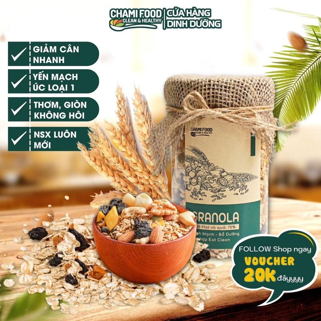 Granola Ăn Kiêng Chami Food Siêu Hạt Giảm Cân Không Đường 500g 50% Yến Mạch Úc Ngũ Cốc Eat Clean Lành Mạnh Thơm Ngon