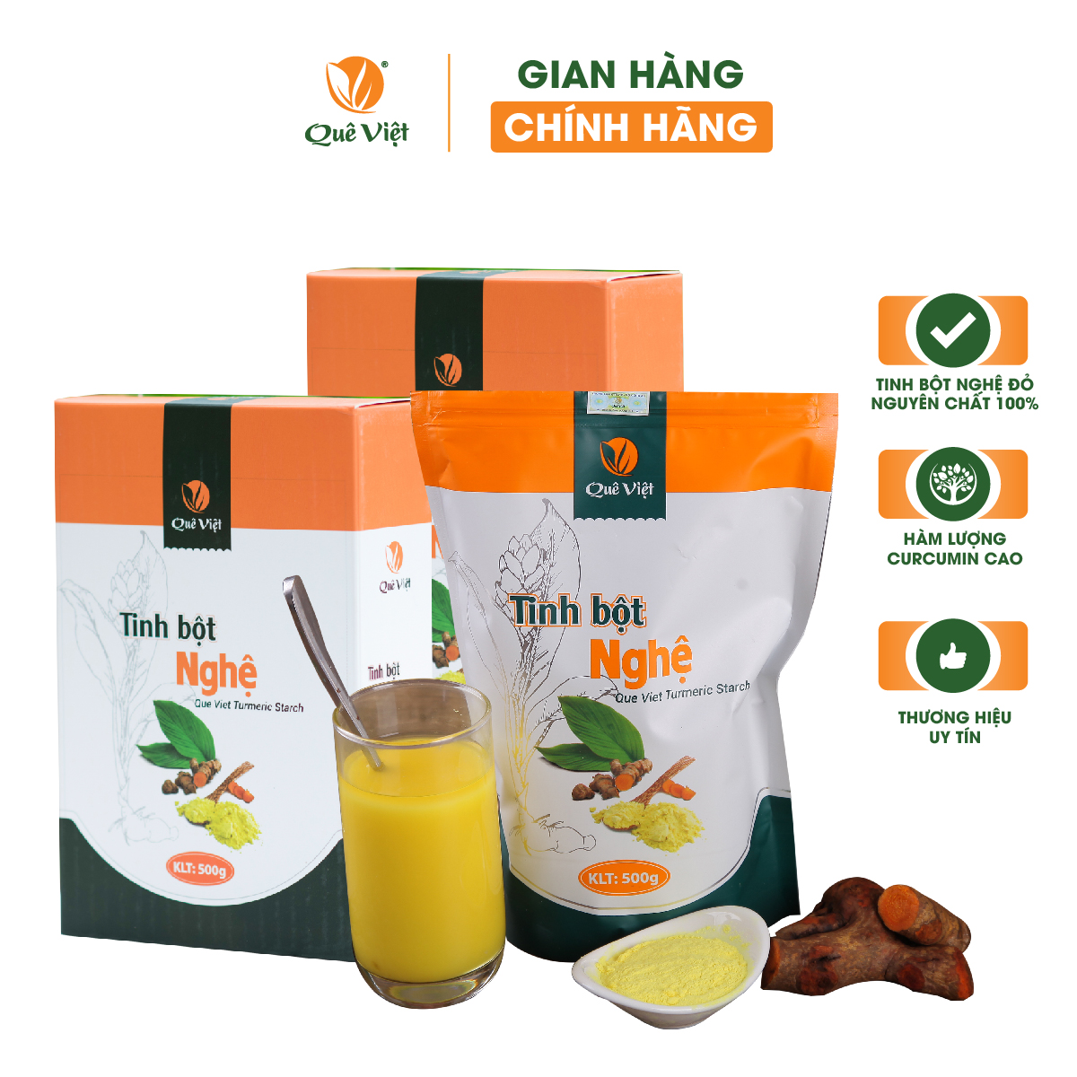 Combo 2 Hộp tinh bột nghệ Quê Việt