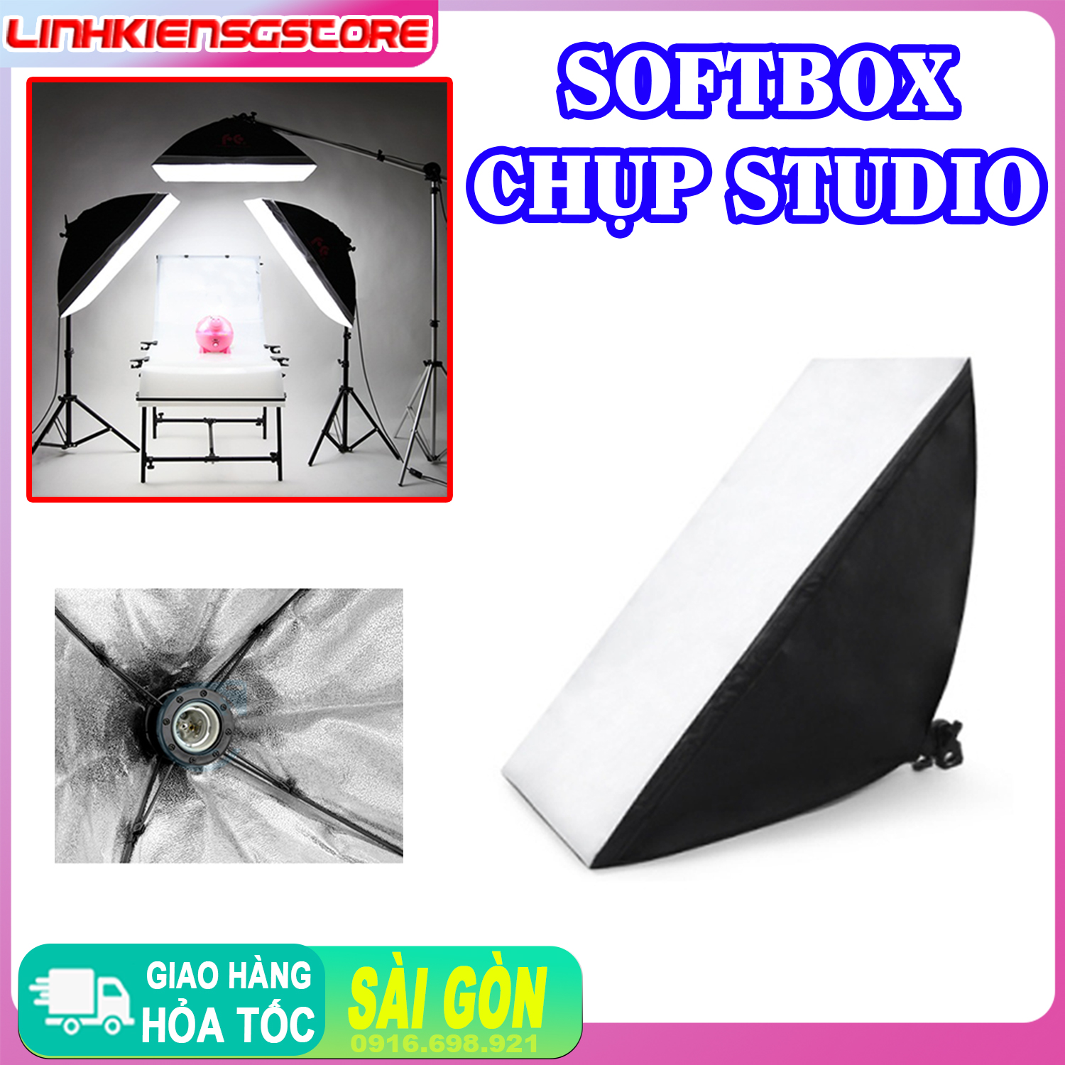Softbox Studio Chụp Ảnh Sản Phẩm 50cm * 70cm Hỗ Trợ Sáng đui 1