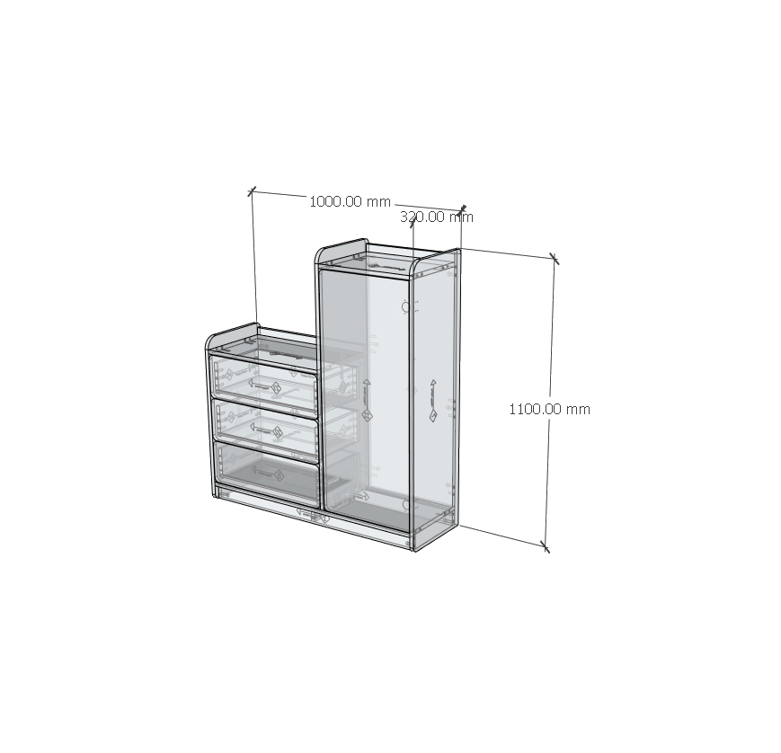 [Happy Home Furniture] KID, Tủ lưu trữ - 3 ngăn kéo cho trẻ em, 100cm x 32cm x 110cm ( DxRxC), THK_166