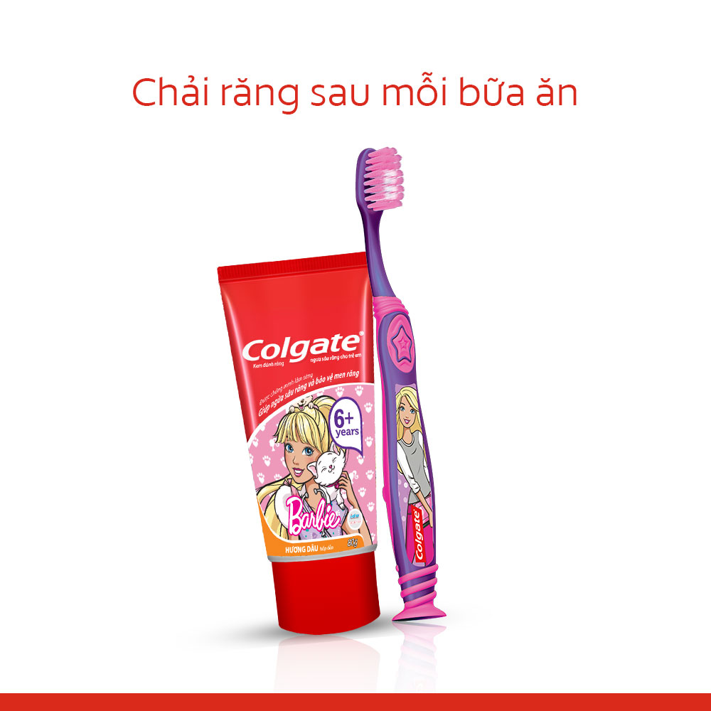 Bộ 2 kem đánh răng 40g và bàn chải Colgate cho trẻ em Barbie