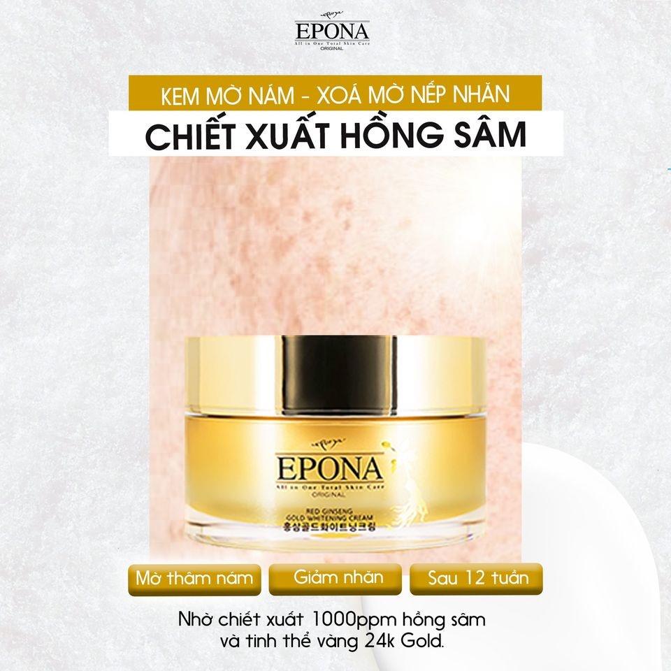 Kem dưỡng trắng mờ thâm nám xóa mờ nếp nhăn chiết xuất hồng sâm ngàn năm Epona Original Red Ginseng Gold Whitening 50ml