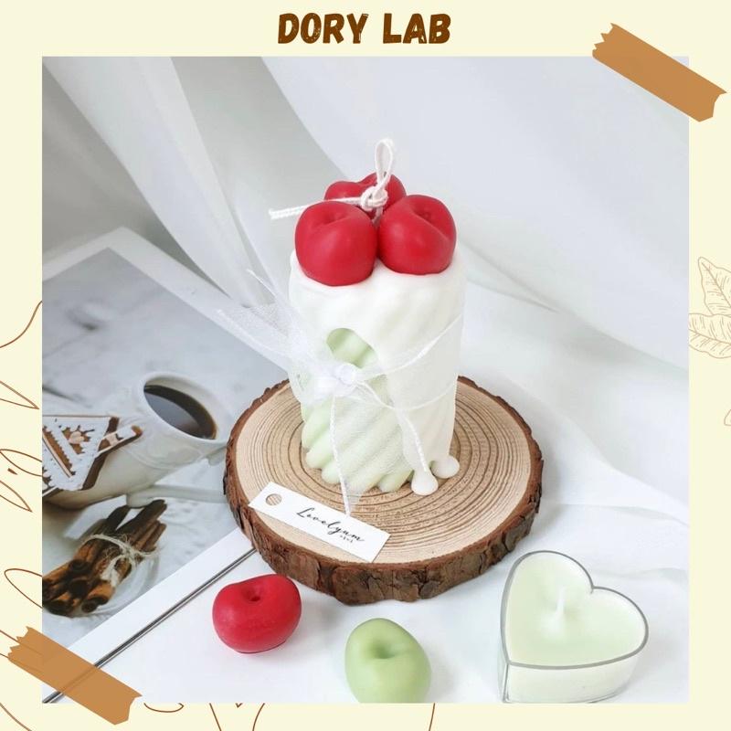 Nến Thơm Trụ Xoắn Phủ Kem Cherry Màu Sắc Handmade, Quà Tặng Ý Nghĩa, Phụ Kiện Decor - Dory Lab