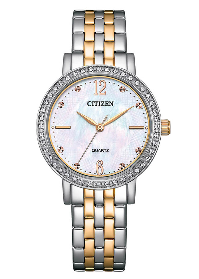 Đồng Hồ Nữ Citizen Pin-Quartz Đính Đá Swarovski Dây Thép Không Gỉ EL3106-59D - Mặt Xà Cừ (31mm)