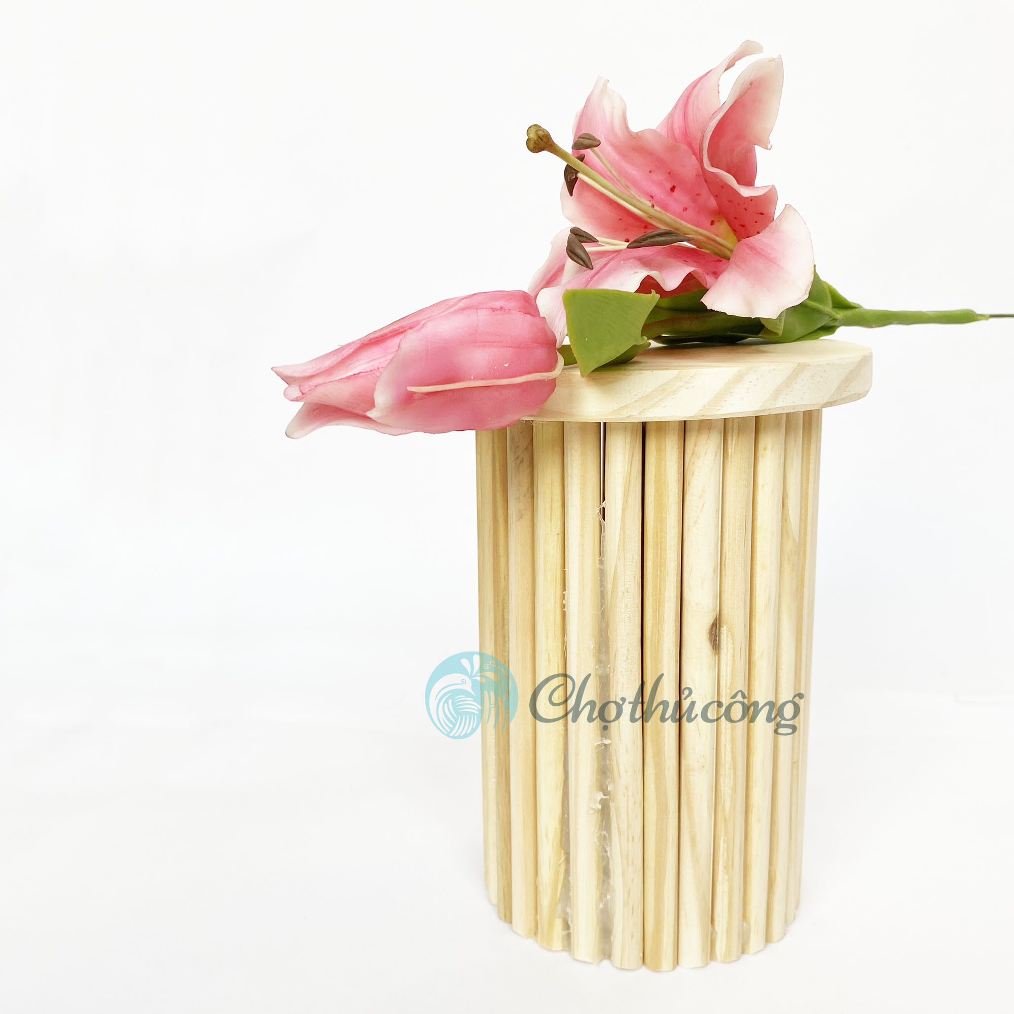 Bình hoa gỗ handmade đa năng, lọ hoa gỗ tự nhiên làm bình cắm hoa decor, kệ để chậu hoa cây cảnh trang trí, hộp gỗ cắm hoa, phụ kiện chụp ảnh