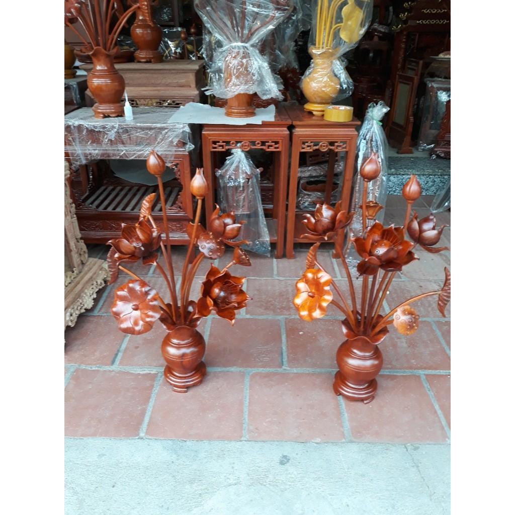 Bình hoa sen gỗ hương đá