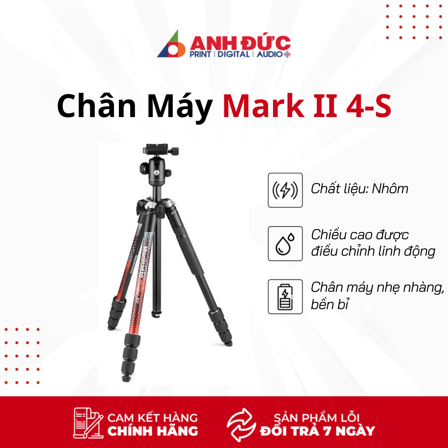 Chân Máy Ảnh Manfrotto Element Mark II 4-S - Hàng Chính Hãng - BH 12 Tháng