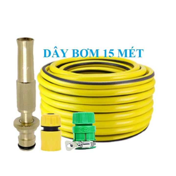 Bộ dây vòi xịt nước rửa xe, tưới cây . tăng áp 3 lần, loại 15m 206587 cút sập,nối vàng+tặng mở chai