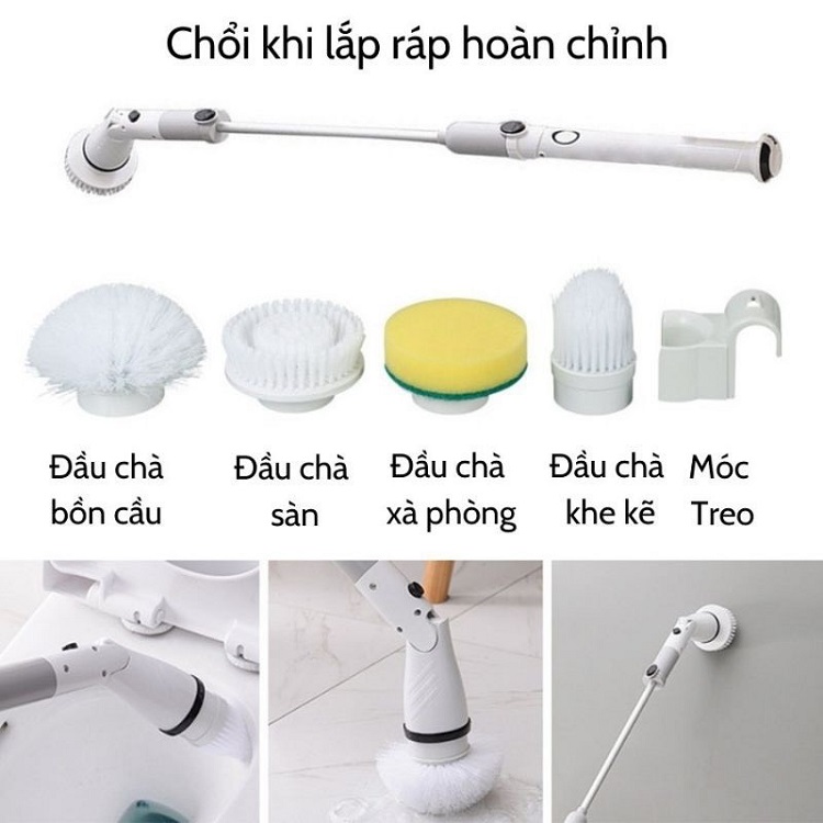 Chổi Cọ Nhà Vệ Sinh Đa Năng, Nhà Tắm, Bồn Cầu, Toilet, Cửa Kính - Pin 4000 mAh