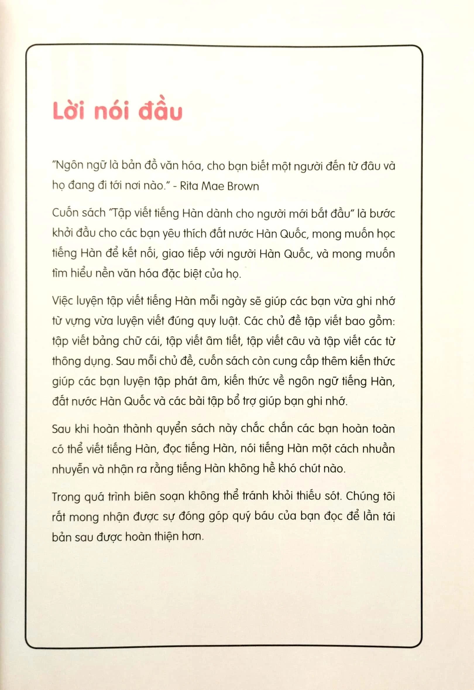 Tập viết tiếng Hàn dành cho người mới bắt đầu - MCBooks