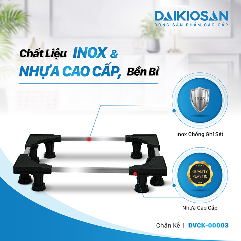 [GIÁ SỐC] Chân kê máy giặt, tủ lạnh DVCK-00003 loại 8 trụ nhựa có điều chỉnh độ cao (Nhựa, Inox loại tốt)