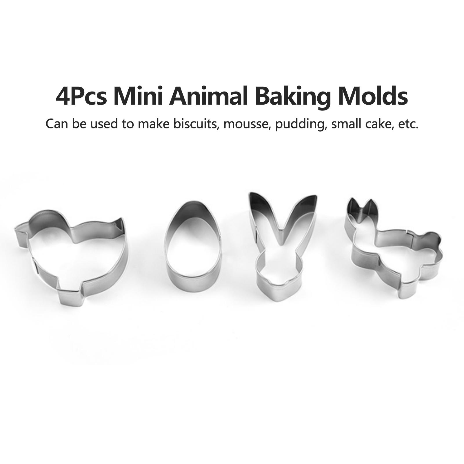 Set 4 Khuôn Hình Động Vật Làm Bánh Bằng Thép Không Gỉ