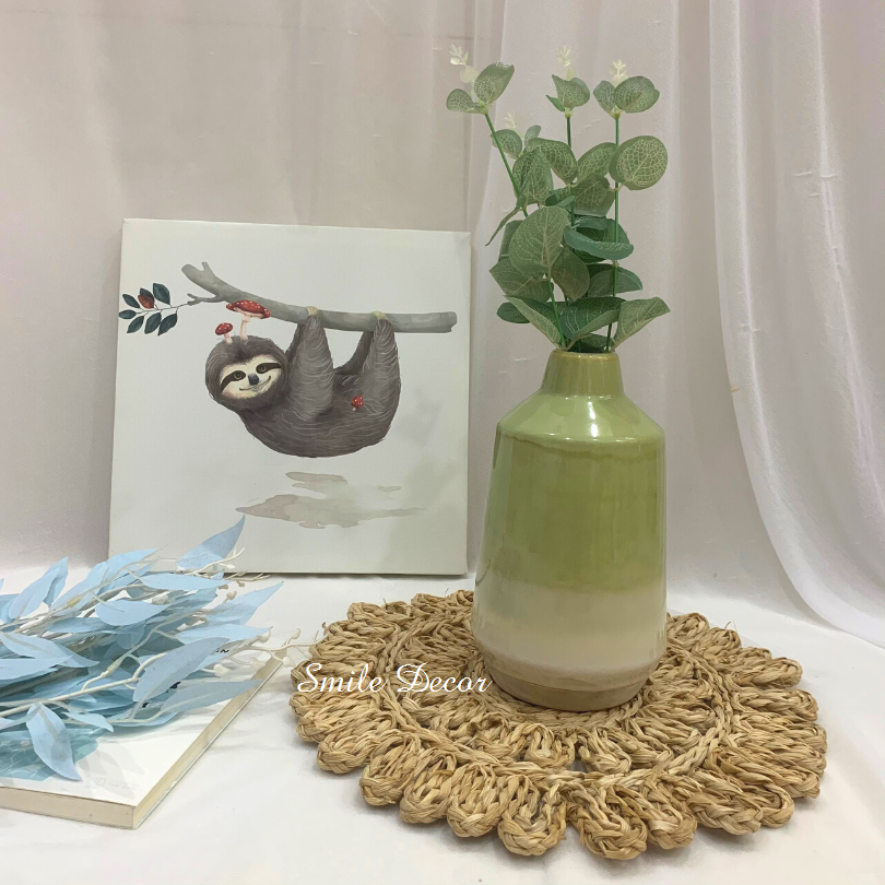 Bình cắm hoa gốm sứ Smile Decor men bóng phối màu xanh pastel nhẹ nhàng