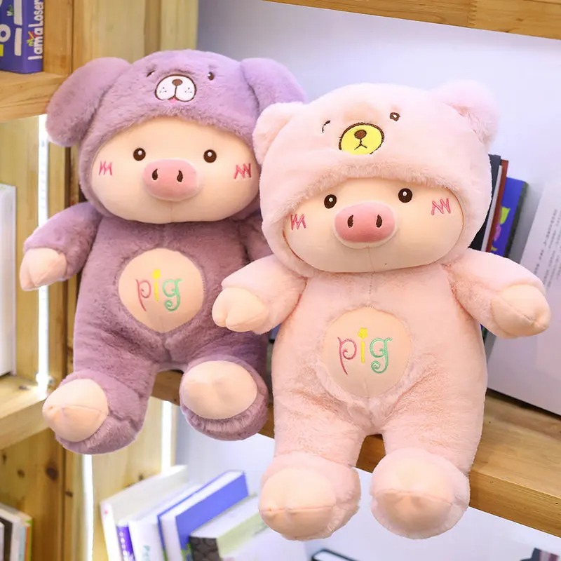 Thú nhồi bông Teddy đội nón ôm tim dễ thương - Size 80cm - Quà tặng gấu bông hình chó, mèo, gấu nón, heo đội nón êm mịn