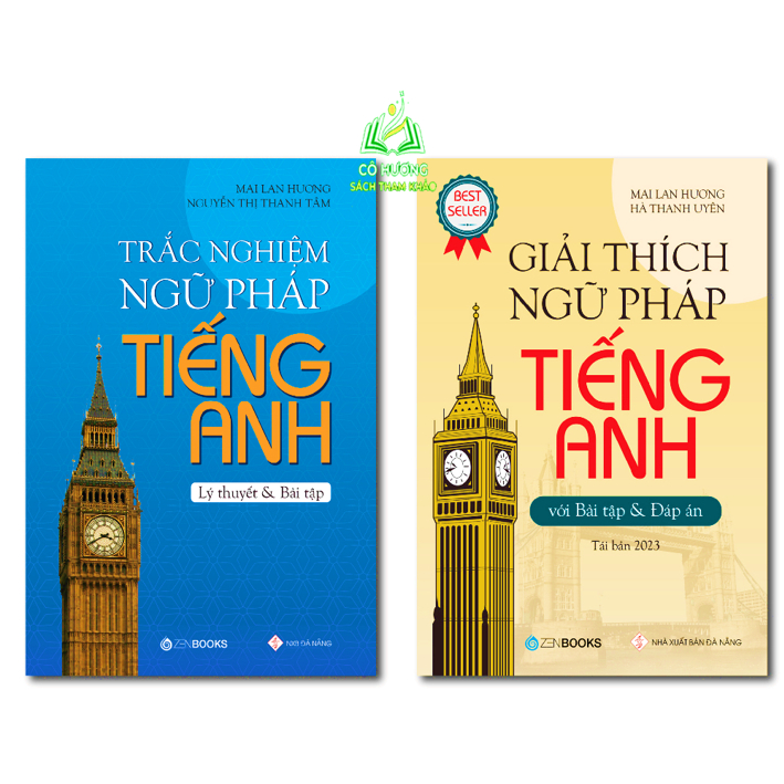 Sách - Combo 2 Cuốn Giải Thích Ngữ Pháp Và Trắc Nghiệm Ngữ Pháp Tiếng Anh - Mai Lan Hương ( mới nhất 2023)