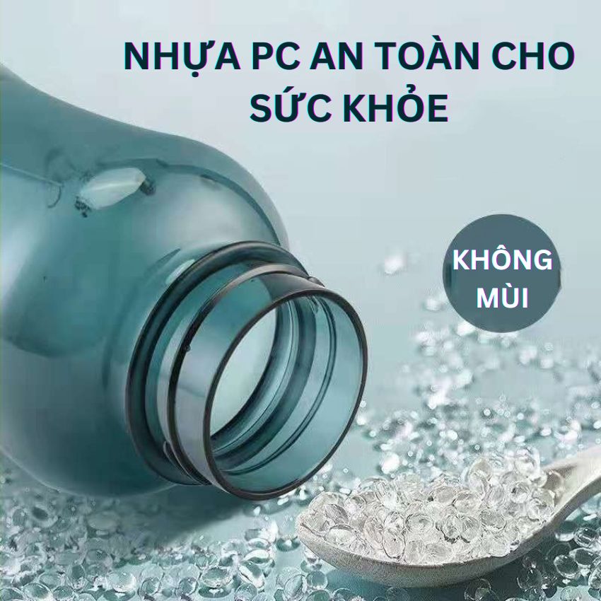 Bình Nước Thể Thao 2 Lít Bình Nước Xe Đạp Chống Sặc An Toàn Nhựa PC Không Mùi Có Vạch Chia Dung Tích Dây Đeo (BTT04)