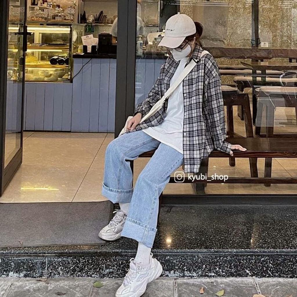 Quần jean baggy ống suông phong cách Hàn Quốc ulzzang (Có bigsize) - Quần jean ống rộng Kyubi BJRKR