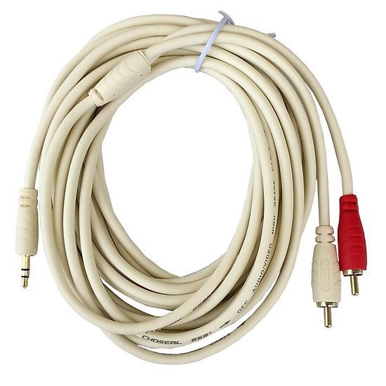 Dây loa chính hãng CHOSEAL 1 đầu 3.5 ra 2 AV dài 10m Dây cáp chắc chắn Đầu rắc mạ đồng giúp tiếp xúc tốt chống hoen rỉ
