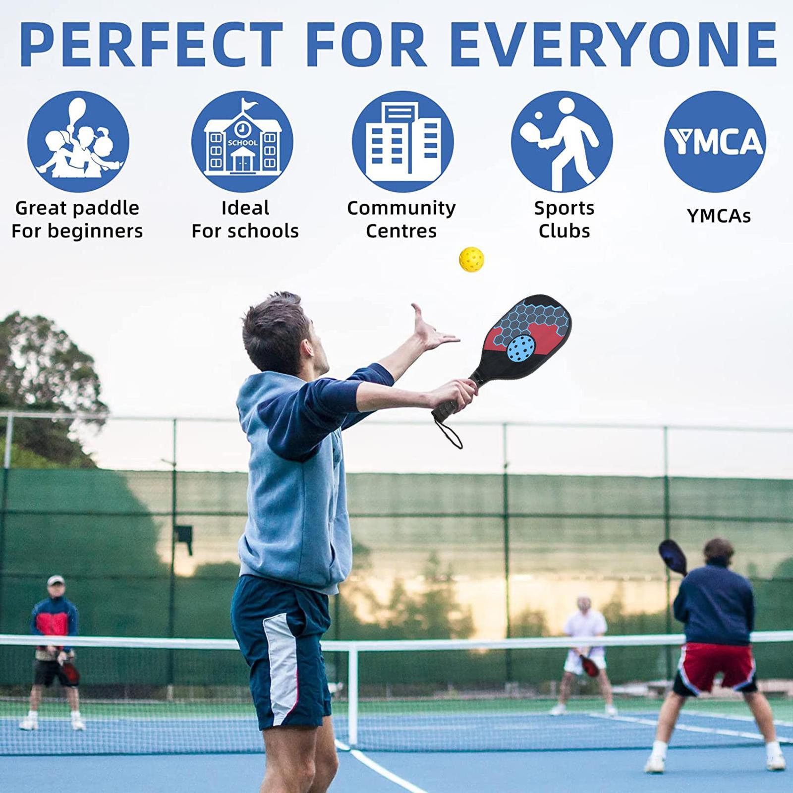 Pickleball Wood Paddle Set Beginner Racket Durable 2 Paddles 2 Pickle Balls
