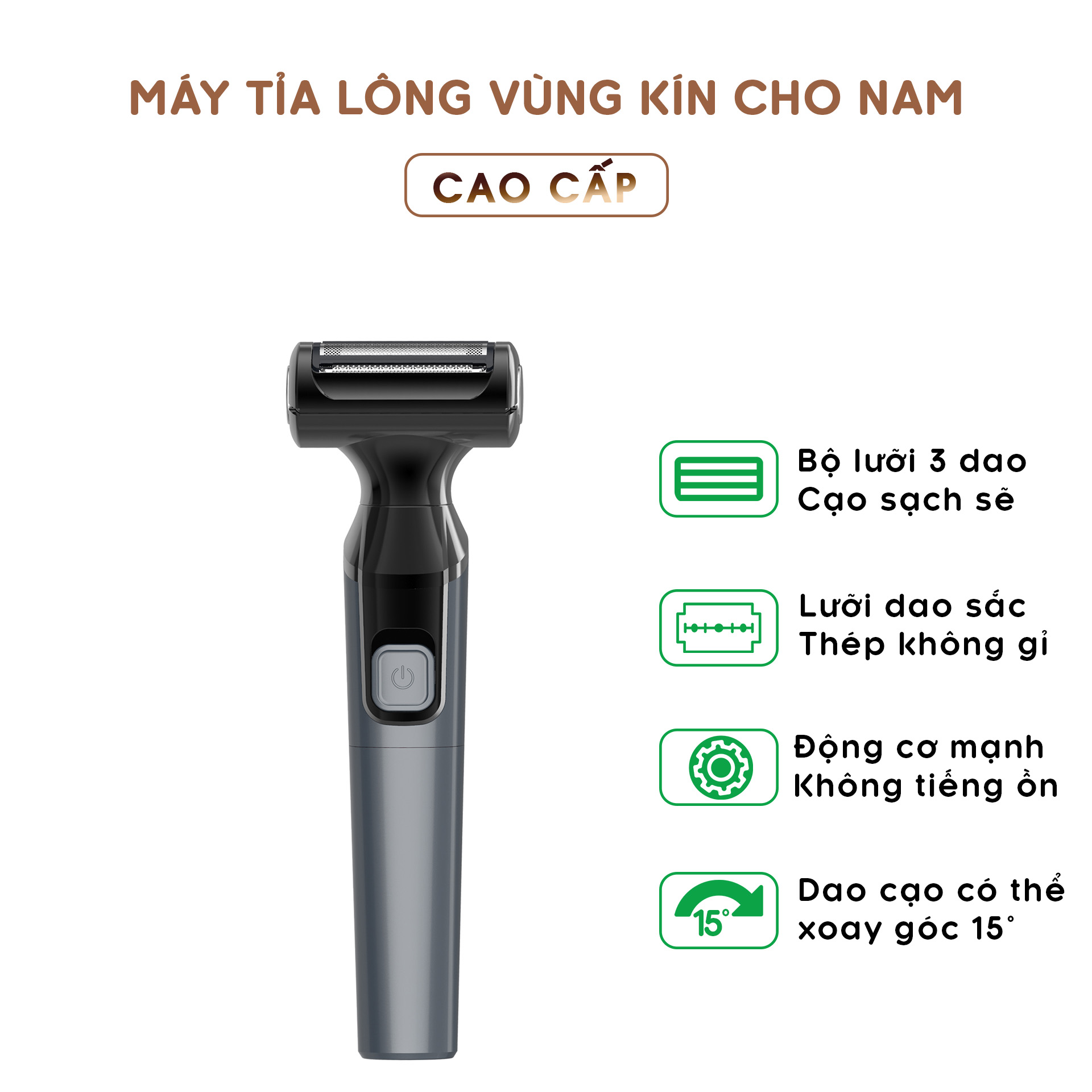 Máy Cạo Lông Vùng Kín Cho Nam Công Nghệ Thiết Kế Đặc Biệt 3 Lưỡi Dao An Toàn Tuyệt Đối Với Vùng Da Nhạy Cảm