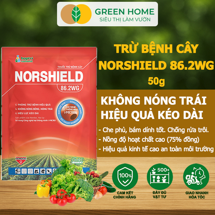 Chế Phẩm Trừ Bệnh NORSHIELD 86.2WG GreenHome, Gói 50gr, Gốc Đồng Đỏ, Bám Dính Tốt, Che Phủ Đều