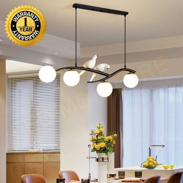 Đèn thả decor, đèn thả bàn ăn 4 bóng gắn 2 chim bồ câu tặng èm bóng led - MSP TH 750
