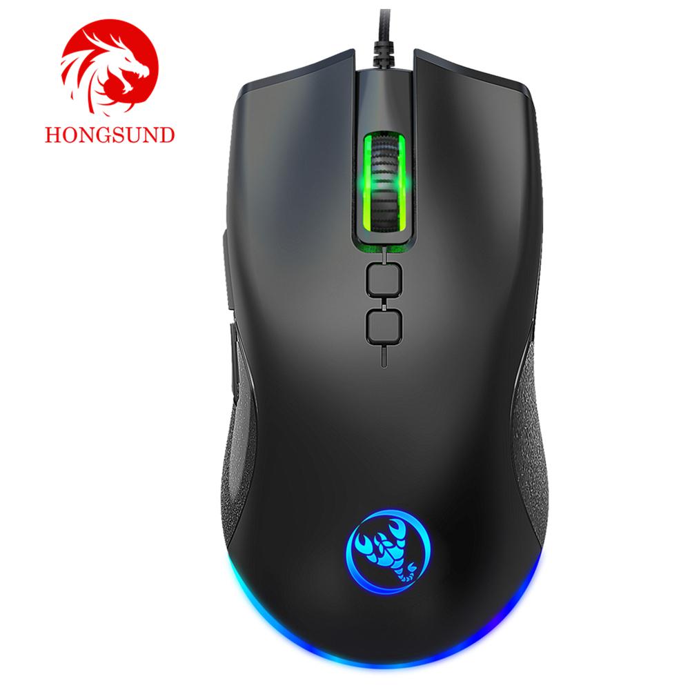 Hongsund Đa Màu Sắc Đèn Nền Chuột Chơi Game Thể Thao Điện Tử Có Dây 6400Dpi Có Thể Điều Chỉnh Hỗ Trợ Lập Trình Macro Chuột